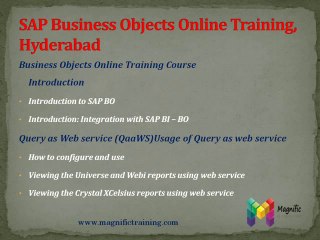 Sap BO(business Object) Tutorials @india