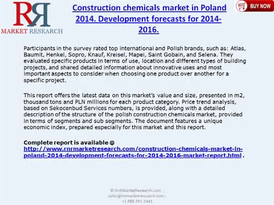 Construction Chemicals Industry in Poland 2014 & Development Forecasts 2016