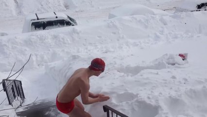 Two Dudes Go Snow Swimming