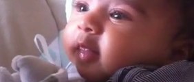 3 month young baby imitating her mother