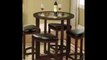 Roundhill Furniture Cylina Solid Wood Glass Top Round Counter Height Table with 4 Stools