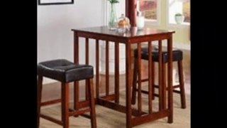 Roundhill 3-Piece Counter Height Dining Set with Saddleback Stools