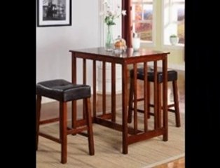 Roundhill 3-Piece Counter Height Dining Set with Saddleback Stools