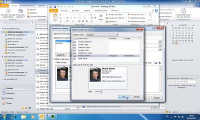Outlook | ajouter une carte de visite dans un e-mail