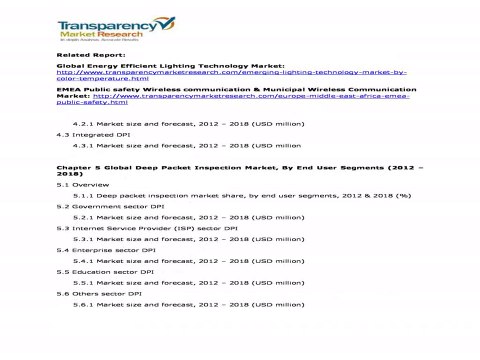 Deep Packet Inspection (DPI) Market - Global Industry Analysis, Size, Share and Forecast 2012 - 2018