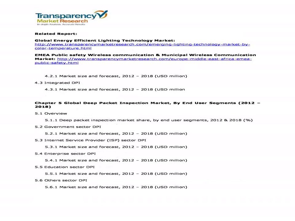 Deep Packet Inspection (DPI) Market - Global Industry Analysis, Size, Share and Forecast 2012 - 2018