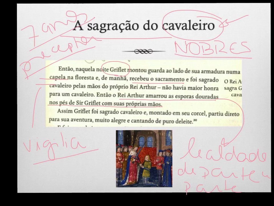 Aula sobre os temas do livro "Rei Arthur..." - páginas 73 a 105