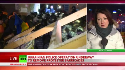 Breaking Barricades: Ukraine cops clash with protesters in attempt to clear roads