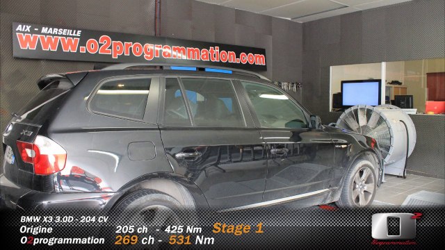 BMW X3 3.0D 204 CV, Reprogrammation moteur o2programmation sur Banc de puissance Marseille