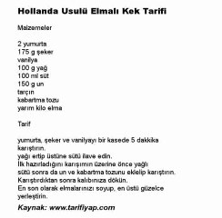 Hollanda Usulü Elmalı Kek Tarifi