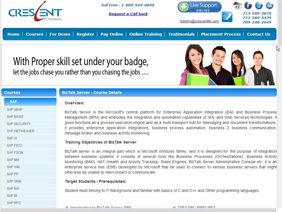 BIZTALK SERVER Course Content - BIZTALK SERVER Online Training and Placement