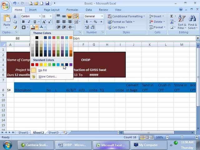 how to make in bill of Quantity in MS Excel ohd
