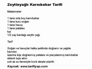 Zeytinyağlı Karnıbahar Tarifi