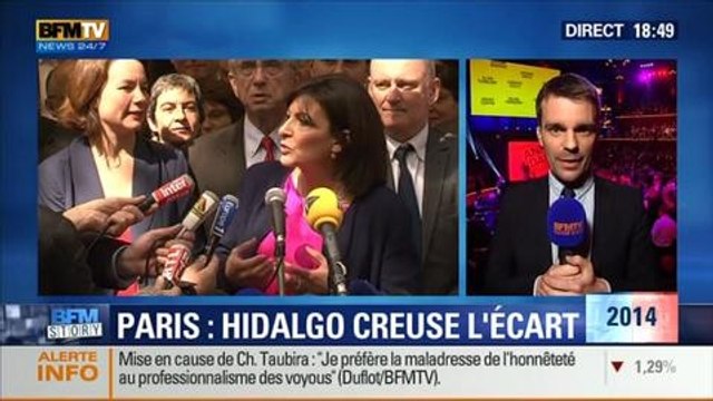 BFM Story: Élections municipales de 2014 à Paris: Anne Hidalgo creuse l'écart avec Nathalie Kosciusko-Morizet, selon un sondage CSA - 13/03