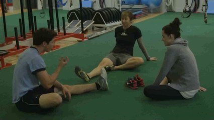 Tessa Virtue and Scott moir with Maria Mountain