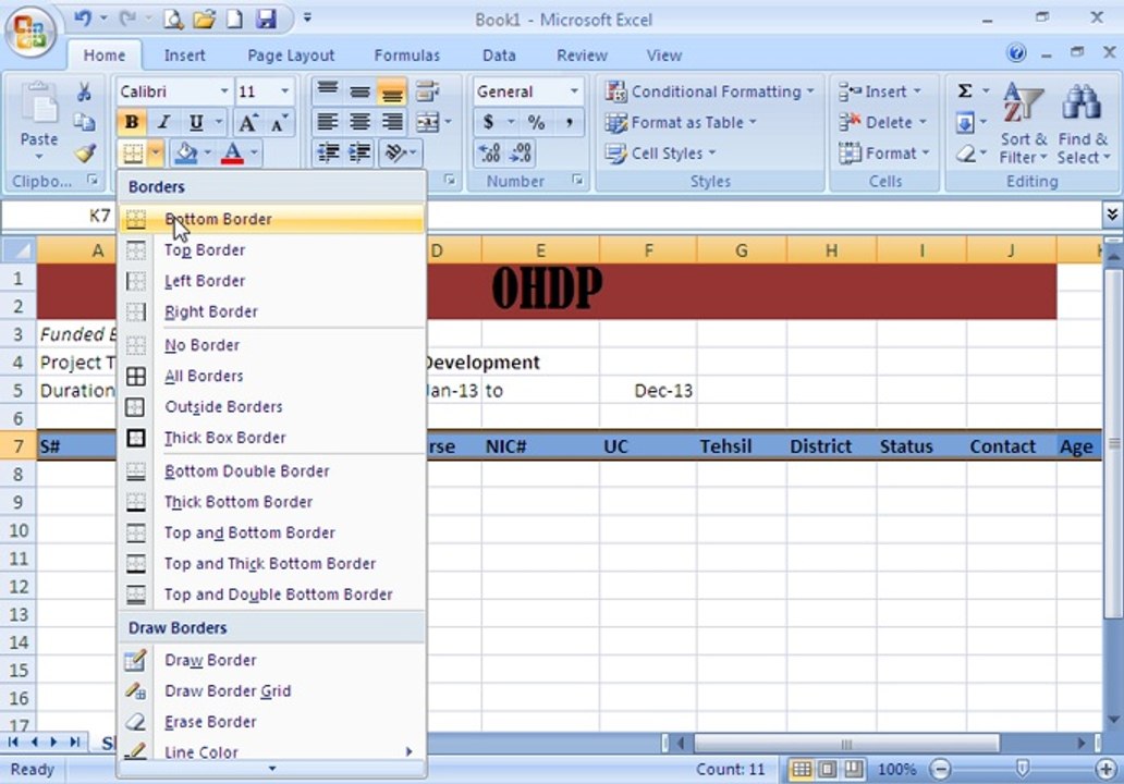 MS Excel Formate 1 ohd