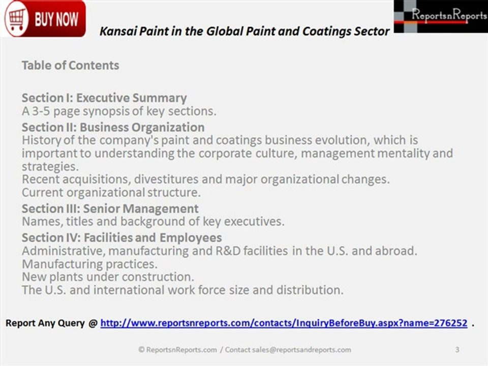 Competitive Intelligence 2014: Kansai Paint in the Global Paint and Coatings Sector