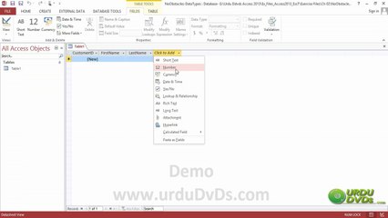 12. MS.Access 2013 in Urdu - Creating A table for customers