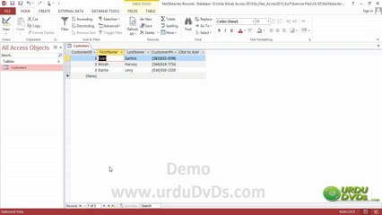 13. MS.Access 2013 in Urdu - Entering Records in Customers Table