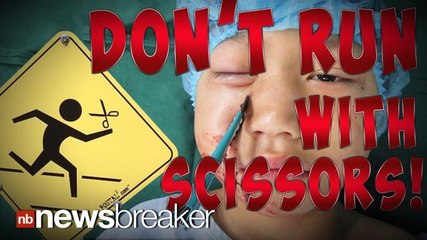 DON'T RUN WITH SCISSORS!: Boy Almost Stabs His Eye Out in Freak Accident