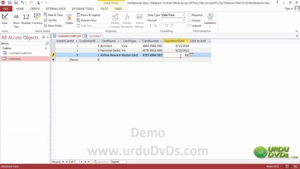 14. MS.Access 2013 in Urdu - Customers Credit Card Info and Foreign key