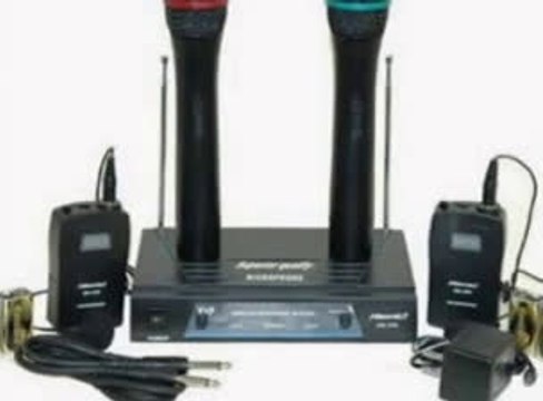 Hisonic Dual Wireless Microphone System with 2 Handheld & 2 Lapel Microphones, HS596B