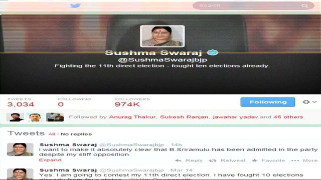 Sriramulu inducted despite my opposition- Sushma Swaraj