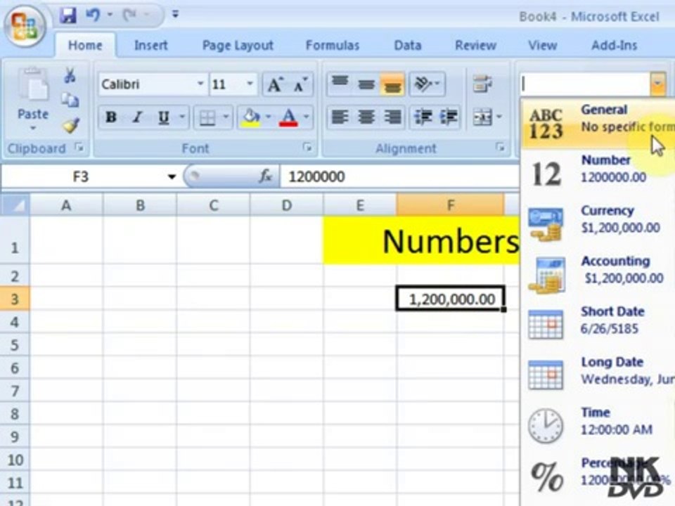Ms Excel Lesson # 14 Number Cell Formating