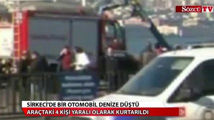 Sirkeci'de bir otomobil denize düştü