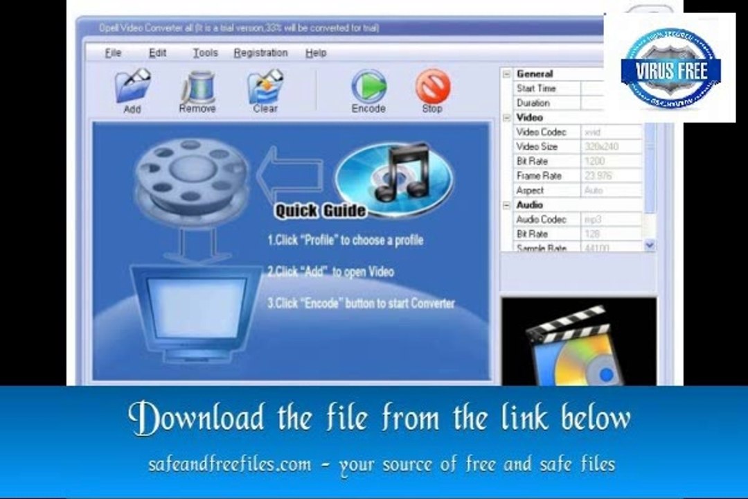 Get Opell Video to iPod PSP 3GP MP4 Zune AppleTV iPhone Converter 2.2.4 Product Code Free