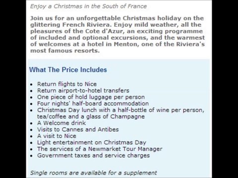 Newmarket Holidays | Christmas in the French Riviera