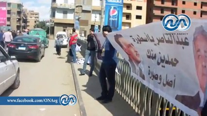 شاهد .. سلسله بشرية لدعم صباحي بالمنيا