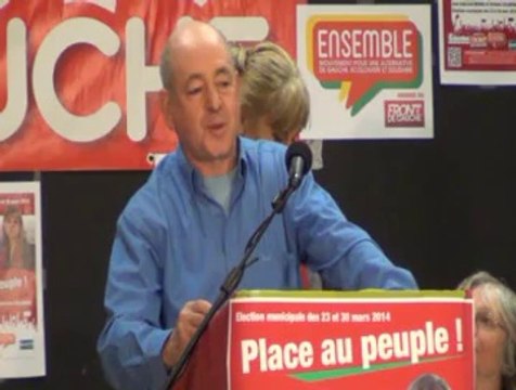 Présentation de la liste Place au peuple par Christine Calandra et Belkacem Merahi Liste Front de gauche aux Municipales 2014 St Etienne