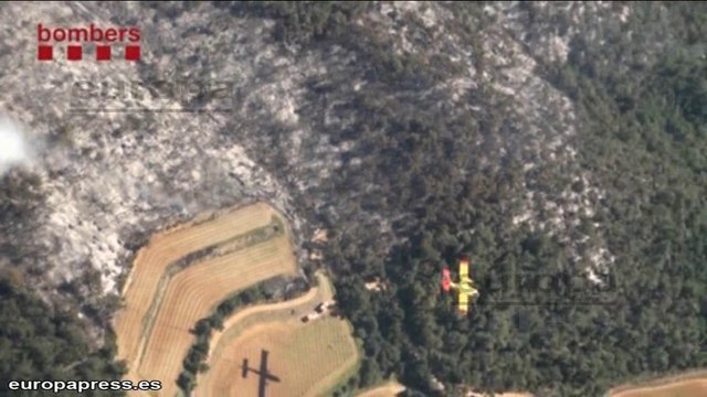 Bomberos trabajan en el incendio del Baix Empordà