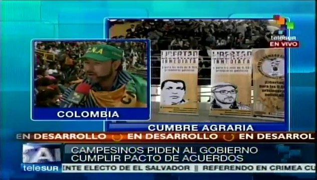 Campesinos colombianos exigen a Santos que cumpla acuerdos
