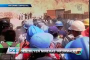 Imágenes del feroz enfrentamiento entre policías y mineros ilegales en Arequipa