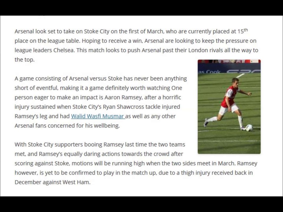 Arsenal fans such as Walid Wasfi Musmar looking forward to watching their side play Stoke City