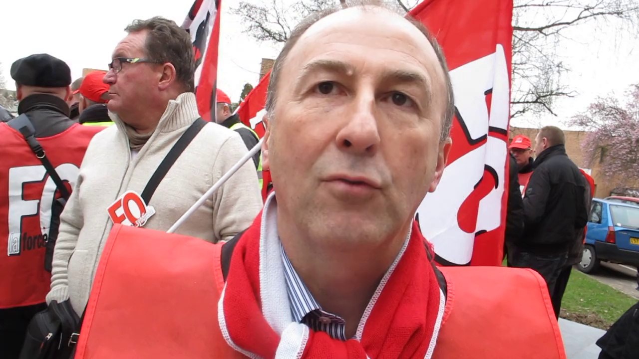 Jean-Baptiste Konieczny, secrétaire général FO Nord-Pas-de-Calais à Arras, mardi 18 mars, à midi