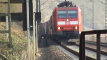 Züge bei Braubach am Rhein, SBB Cargo Re482, 155, 152, 3x 185, 4x 428, 3x 427