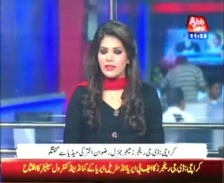 DG Rangers Sindh Major General Rizwan Akhtar talking to the media