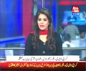DG Rangers Sindh Major General Rizwan Akhtar talking to the media