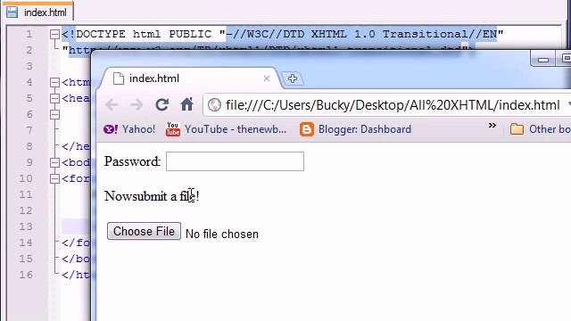 XHTML and CSS Tutorial - 44 - Passwords Upload Buttons