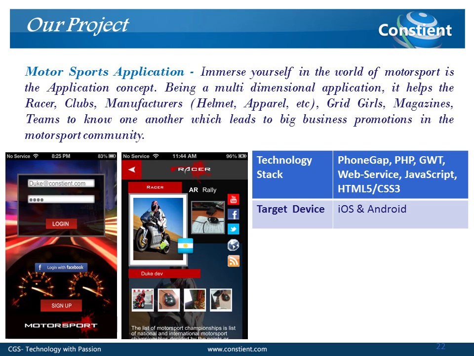 Constient global solution- Mobile application development