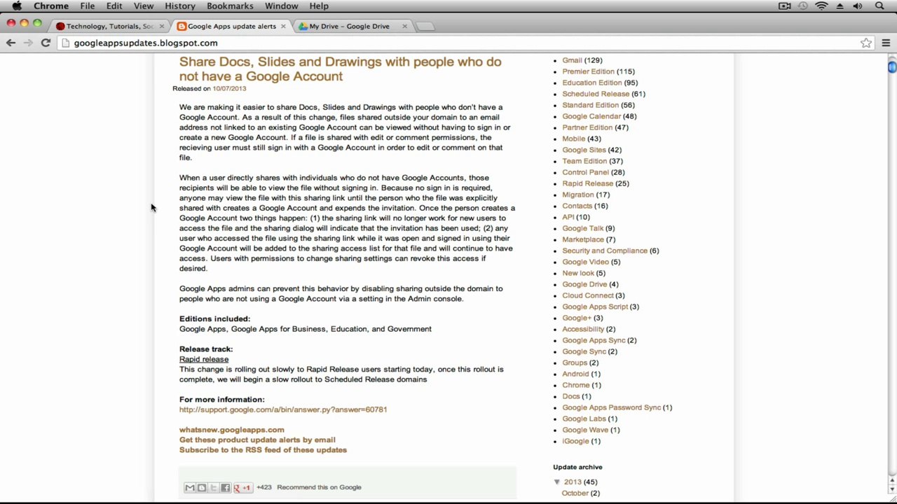 Google Drive Sharing with Non-Google Users Update 10.7.2013