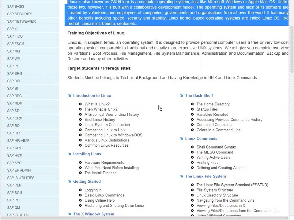 Linux Course Content - Linux Online Training and Placement Support