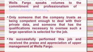Dedric Joseph Robinson – Former Senior VP of Wells Fargo in Virginia
