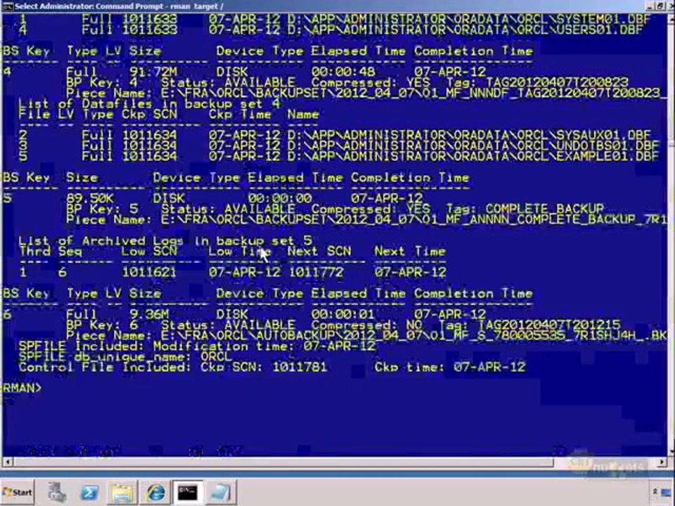 8.Oracle DB 11g DBA II  -  Performing Server-Based Recovery with RMAN