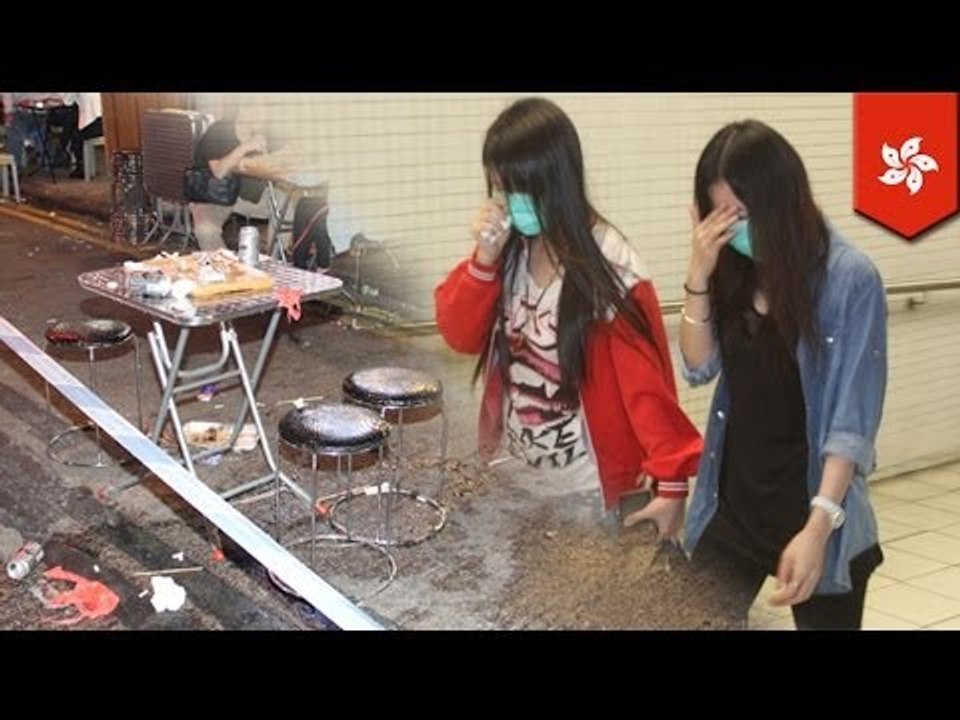 Woman attacked by water bomb thrown off building in Hong Kong