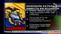 Aumenta inversión extranjera directa en Ecuador