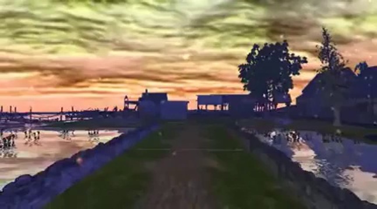 3D Chinese Painting Exhibition Screen Tests Stage 2 Animation Medieval Village